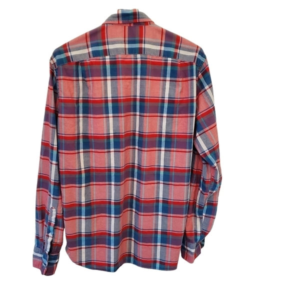 J Crew Medium 100% Cotton Red Plaid Men's Shirts - Picture 2 of 10